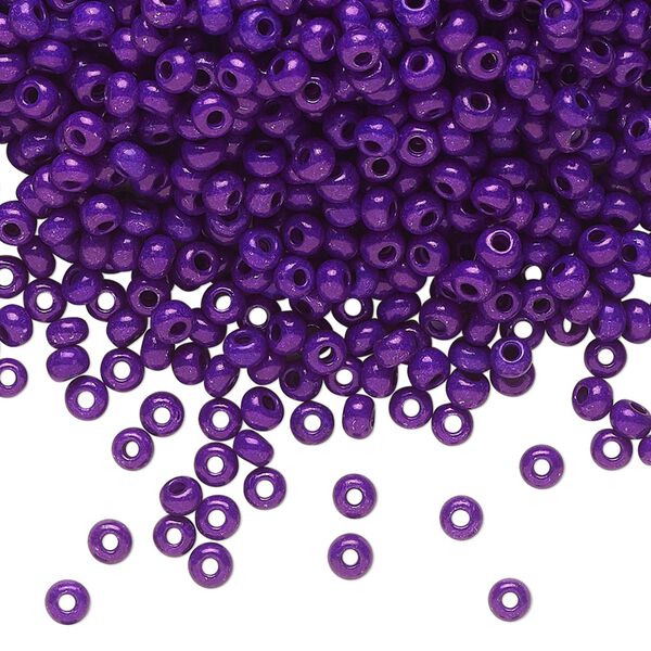 Seed bead, Preciosa Ornela Czech glass, pkg/50g, #8 rocaille, opaque terra intensive dyed violet chalkwhite, (16A28). image number 0