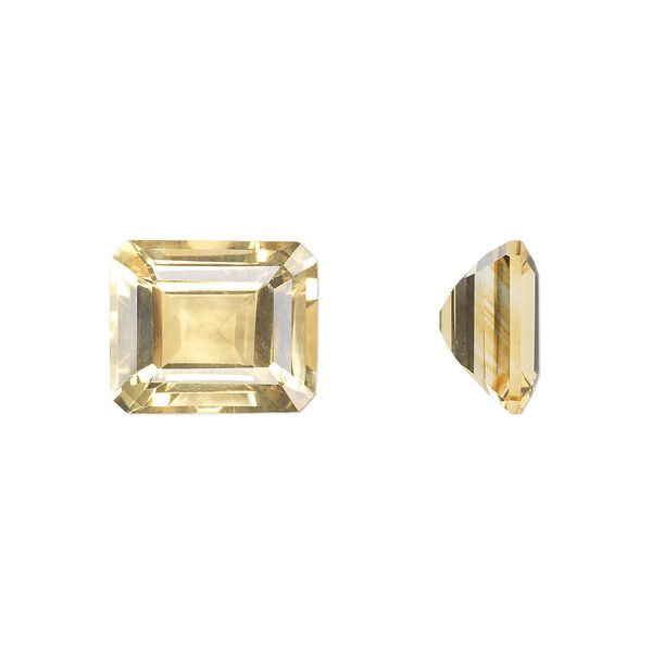 Gem, citrine (heated), 12x10mm faceted emerald-cut, A grade, Mohs hardness 7. Sold individually. image number 0