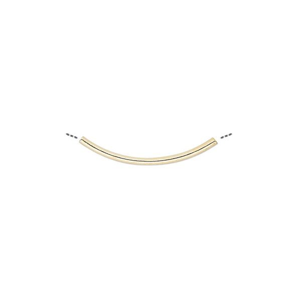 Bead, gold-plated brass, 20x1.2mm curved tube. Sold per pkg of 100. image number 0