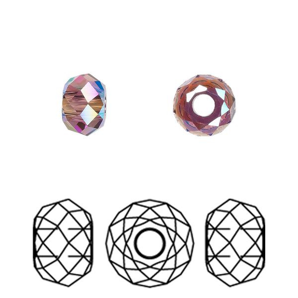 Bead 4pk amethyst shimmer 2X, Crystal Passions® 8x5.3mm briolette XL hole 5042 image number 0