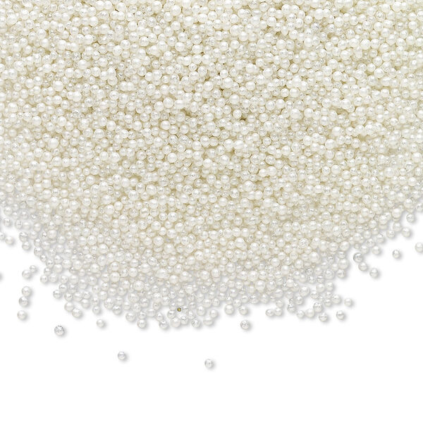 Bead, coated glass, opaque white, 1mm undrilled micro round. Sold per 15-gram vial. image number 0