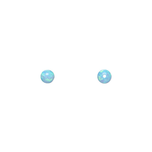 Bead, "opal" (silica and epoxy) (man-made), light blue, 4mm round. Sold per pkg of 2. image number 0