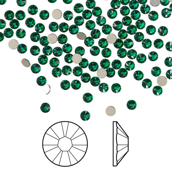 Flat back 144pk majestic green foil back, Crystal Passions® 2.5-2.7mm rose round SS9 2058 image number 0
