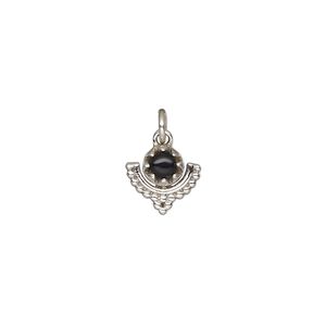 Black onyx / sterling silver 1pkg1, antiqued beaded drop 10x10mm