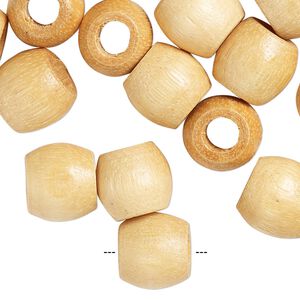 Bead, wood (natural), 12x11mm-13x11mm barrel with 5mm hole. Sold per pkg of 24.