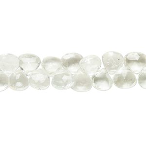 Quartz crystal 1pkg1, hand-cut top-drilled faceted puffed teardrop bead natural 7 inch 6x6mm-8x7mm