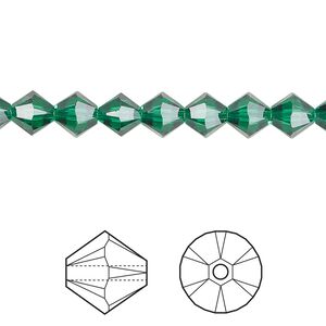 Bead 24pk majestic green, Crystal Passions® 6mm bicone 5328