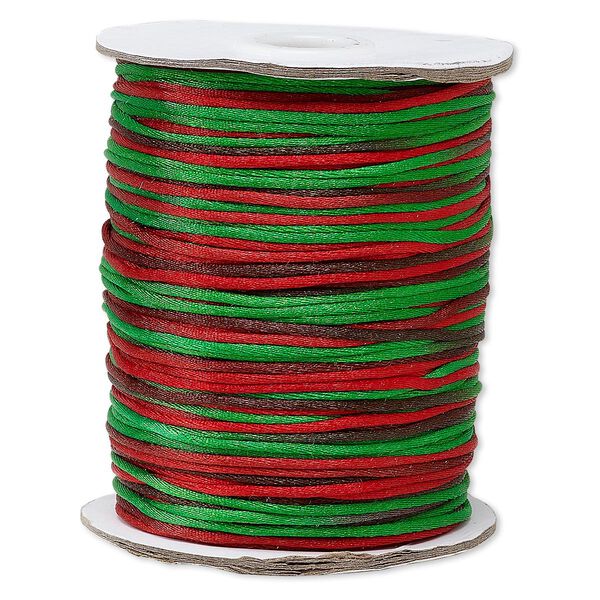 Cord, Satinique™, satin, Christmas, 1.5mm small. Sold per 400-foot spool. image number 0