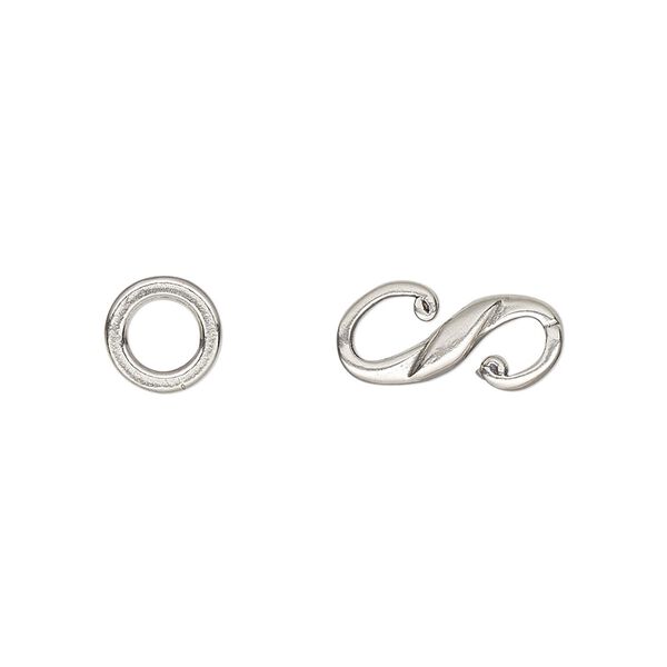 Clasp, S-hook, sterling silver, 15x8mm with 7.5mm jump ring. Sold per pkg of 2. image number 0