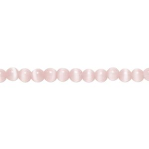 Bead, cat's eye glass (fiber optic glass), light pink, 4mm round, quality grade. Sold per 15-1/2" to 16" strand.