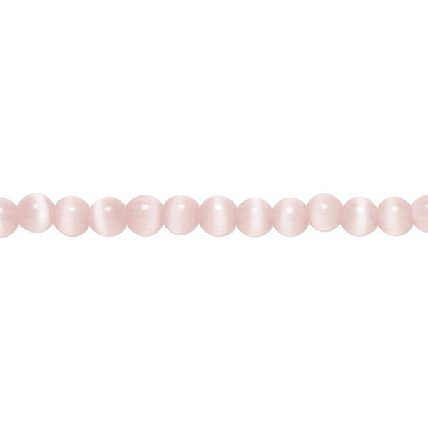 Bead, cat's eye glass (fiber optic glass), light pink, 4mm round, quality grade. Sold per 15-1/2" to 16" strand. image number 0
