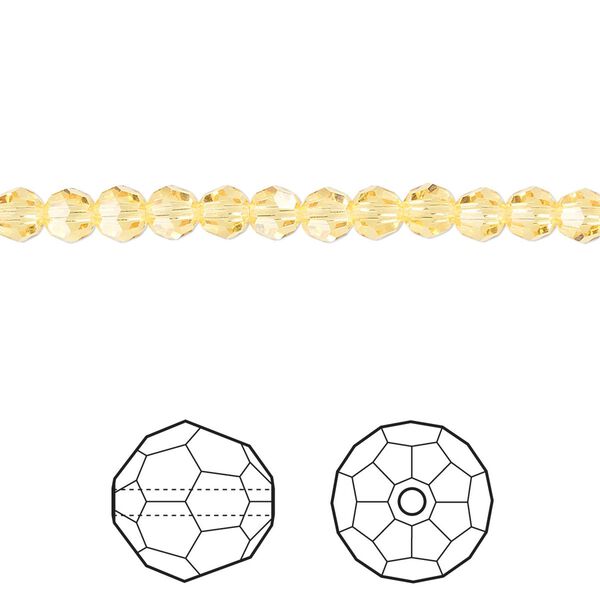 Bead 720pk light topaz, Swarovski® 4mm round 5000 image number 0