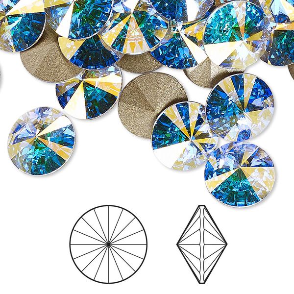 Chaton 48pk crystal AB foil back, Crystal Passions® 10.54-10.91mm rivoli SS47 1122 image number 0
