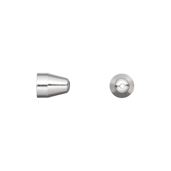 Cone, silver-finished brass, 8x6mm seamless with 5.5mm inside diameter. Sold per pkg of 100. image number 0