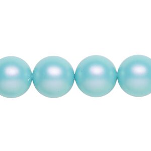 Pearl 10pk iridescent light turquoise, Crystal Passions® 12mm round 5810