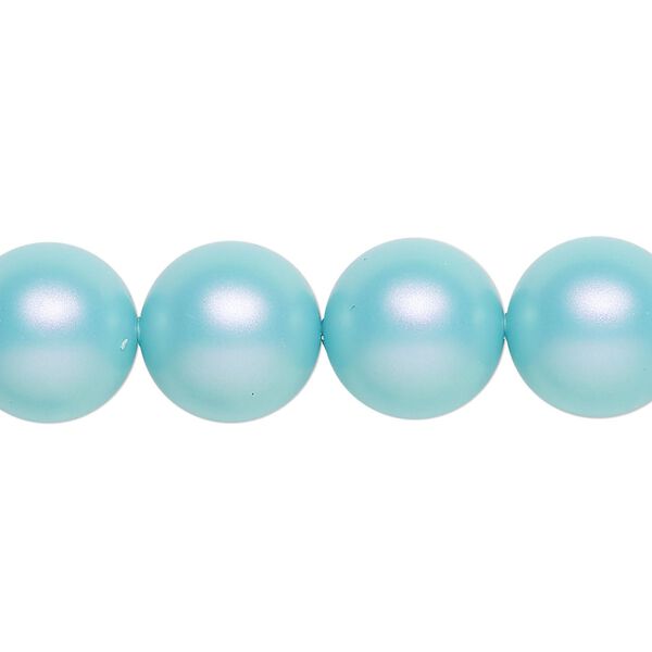 Pearl 10pk iridescent light turquoise, Crystal Passions® 12mm round 5810 image number 0