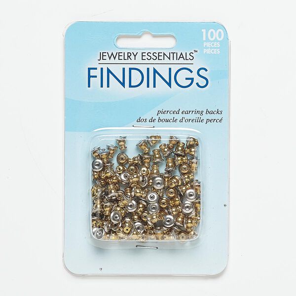 Earnut mix, silver- and gold-finished "pewter" (zinc-based alloy), 6x5mm barrel. Sold per pkg of 50 pairs. image number 0