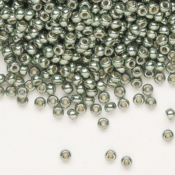 Seed bead, Miyuki, glass, pkg/250g, #8 rocaille, Duracoat® opaque galvanized sea green (RR-4215). image number 0