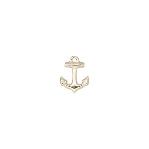 Charm, 14Kt gold-filled, 9.5x9mm single-sided anchor. Sold per pkg of 2.