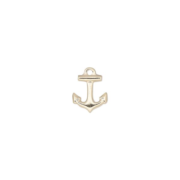 Charm, 14Kt gold-filled, 9.5x9mm single-sided anchor. Sold per pkg of 2. image number 0