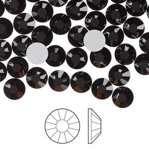Flat back 24pk jet foil back, Preciosa Viva 12® Czech crystal rhinestone 6.3-6.5mm chaton rose round SS30