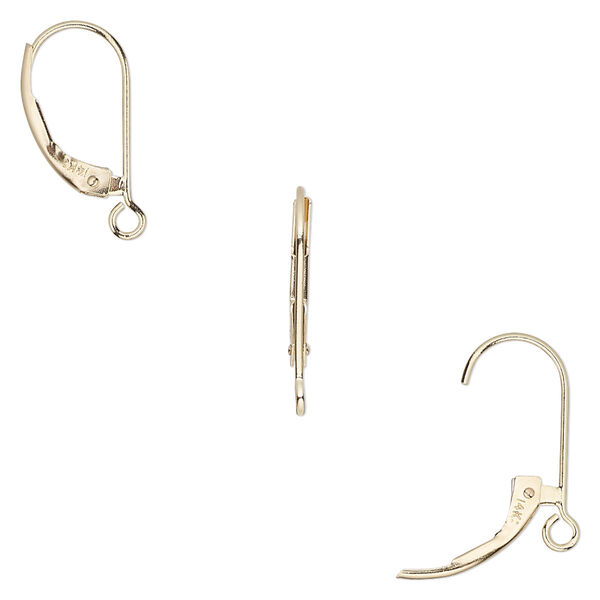 Ear wire, 14Kt gold, 16mm leverback with open loop. Sold per pair. image number 0