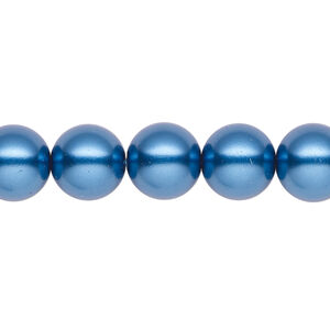 Pearl 1pk metallic blue, Celestial Crystal® 10mm round 15.5-16 inch