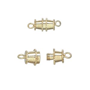 Clasp barrel 1pkg100, 10x5mm, gold-finished brass 1-strand