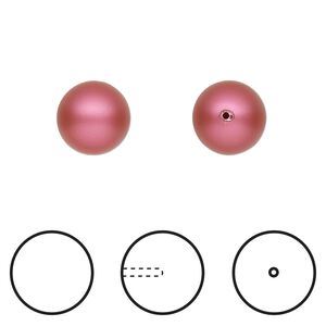 Pearl 1pkg4 mulberry pink, Crystal Passions® 10mm half-drilled round 5818