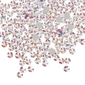 Flat back, Dance With Me™ crystal rhinestone, crystal AB, foil back, 3-3.2mm rose, SS12. Sold per pkg of 144 (1 gross).