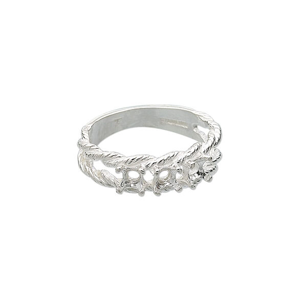 Ring, Sure-Set™, sterling silver, braided band with (3) 3.5mm 4-prong round settings, size 8. Sold individually. image number 0