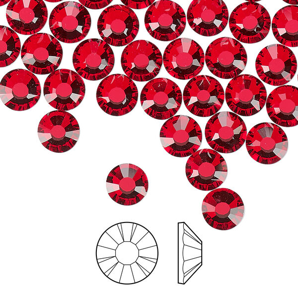 Flat back 24pk light Siam foil back, Preciosa MAXIMA Czech crystal rhinestone 6.3-6.5mm chaton rose round SS30 image number 0
