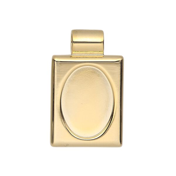 Pendant, gold-plated "pewter" (zinc-based alloy), 30x18mm single-sided rectangle with 18x13mm oval setting and tube bail. Sold individually. image number 0