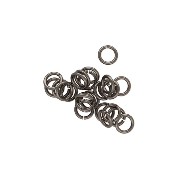 Jump ring, unanodized niobium, natural grey, 5mm round, 3.4mm inside diameter, 20 gauge. Sold per pkg of 25. image number 0