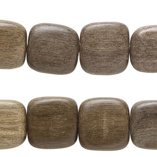 Bead, wood (waxed), 14-15mm puffed square. Sold per pkg of (2) 7-inch strands, approximately 25 beads. image number 0