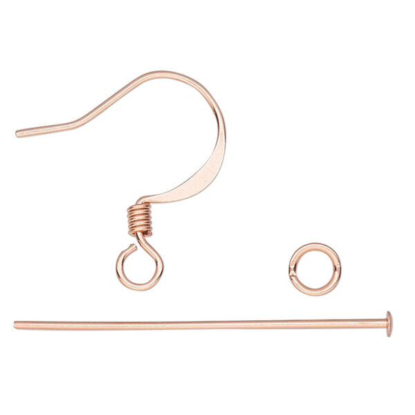 Earring assortment 1pkg60 copper-plated, 16mm fishhook ear wire / 1.125 inch head pin / 4mm jump ring, 22 gauge brass image number 1