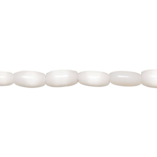 Bead, cat's eye glass (fiber optic glass), light peach, 8x4mm-8x5mm oval. Sold per 15-inch strand. image number 0