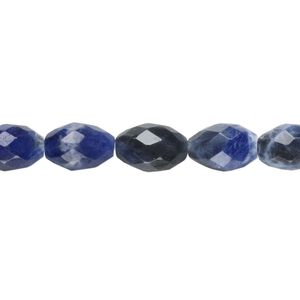 Sodalite 1pkg1, faceted oval bead natural 15.5-16 inch 10x7mm