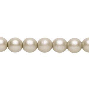 Bead, Czech glass druk, opaque satin pewter, 8mm round. Sold per 15-1/2" to 16" strand.