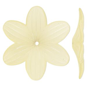 Component, acrylic, frosted yellow, 48x7mm flower. Sold per pkg of 10.
