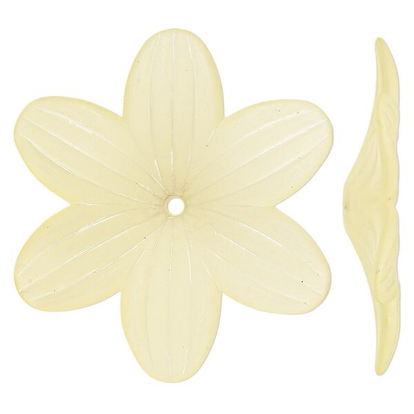Component, acrylic, frosted yellow, 48x7mm flower. Sold per pkg of 10. image number 0
