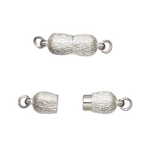 Clasp magnetic 1pkg1 sterling silver, 15x7mm hourglass, 1-strand