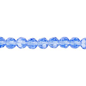 Bead 1pk 32 facets transparent light blue, Celestial Crystal® 6mm round 15.5-16 inch