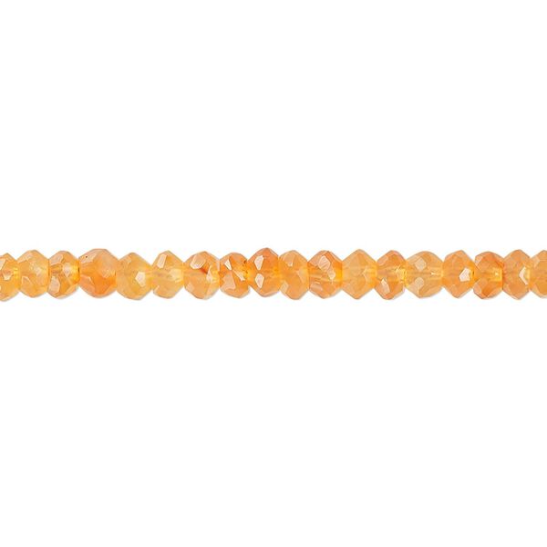 Carnelian 1pkg1, hand-cut faceted rondelle bead 14 inch 4x2mm-5x3mm image number 0