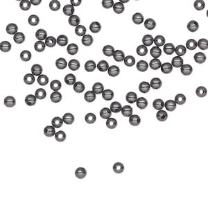 Bead, gunmetal-plated steel, 2.5mm round. Sold per pkg of 500.
