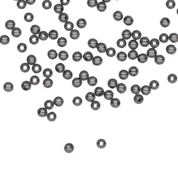Bead, gunmetal-plated steel, 2.5mm round. Sold per pkg of 500. image number 0
