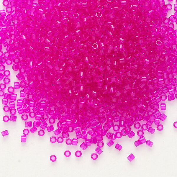 Seed bead, Delica®, glass, pkg/250g, #11 round, transparent outside dyed fuchsia (DB-1310). image number 0