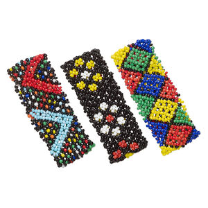 Bracelet mix, Just for Fun, stretch, elastic and glass seed beads 1pkg3, multicolored, 26mm width, 6-1/2 inches.