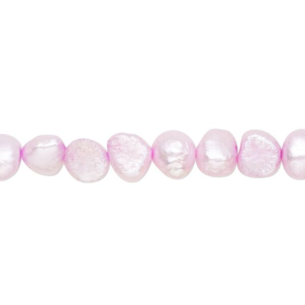 Pearl, cultured freshwater (dyed), pale purple, 6mm flat-sided potato with 0.4-0.6mm hole, D grade, Mohs hardness 2-1/2 to 4. Sold per 15-inch strand. image number 0