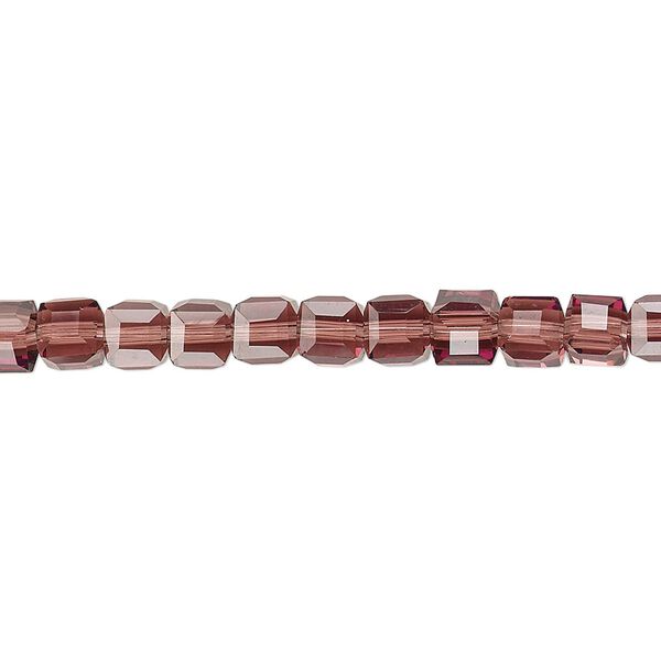 Bead 1pk 18 facets transparent amethyst purple, Celestial Crystal® 4mm cube 15.5-16 inch image number 0